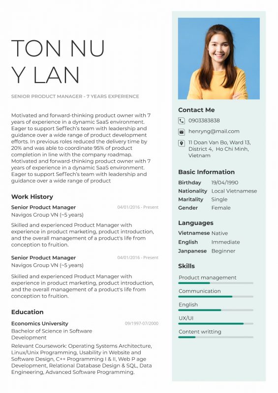 CV mẫu 1
