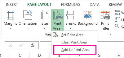 Chọn vùng bạn cần in và nhấp “Add to Print Area”