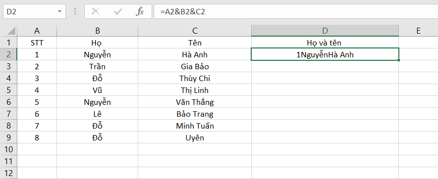 Ghép nối văn bản dễ dàng với &